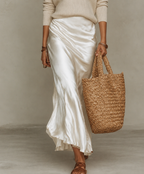 Niketa V-Neck Knit & Satin Maxi Co-Ord Set