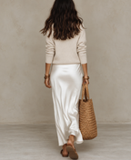 Niketa V-Neck Knit & Satin Maxi Co-Ord Set