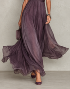 Celandine Pleated High-Neck Keyhole Maxi Dress